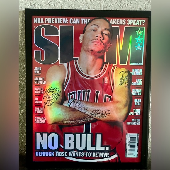 Derrick Rose Chicago Bulls Slam Magazine Holographic Framed Poster 8.5 x 11 - Picture 4 of 4
